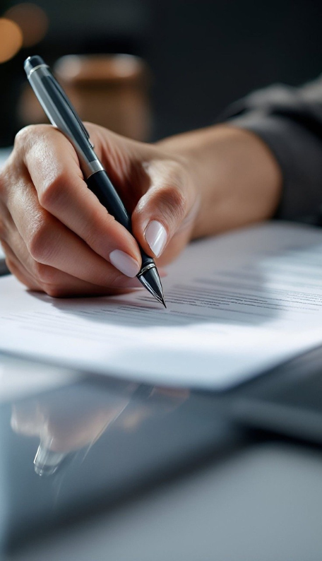 persona firmando documentos